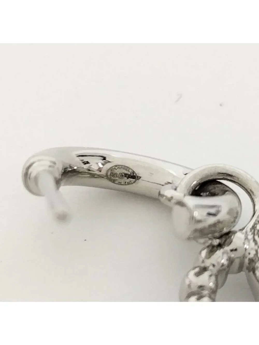 Chanel Earrings Stud Rhinestone Faux Pearl Plated Silver